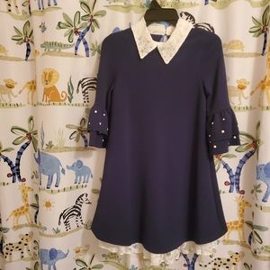 Girl Dress (new without ticket) navy and cream